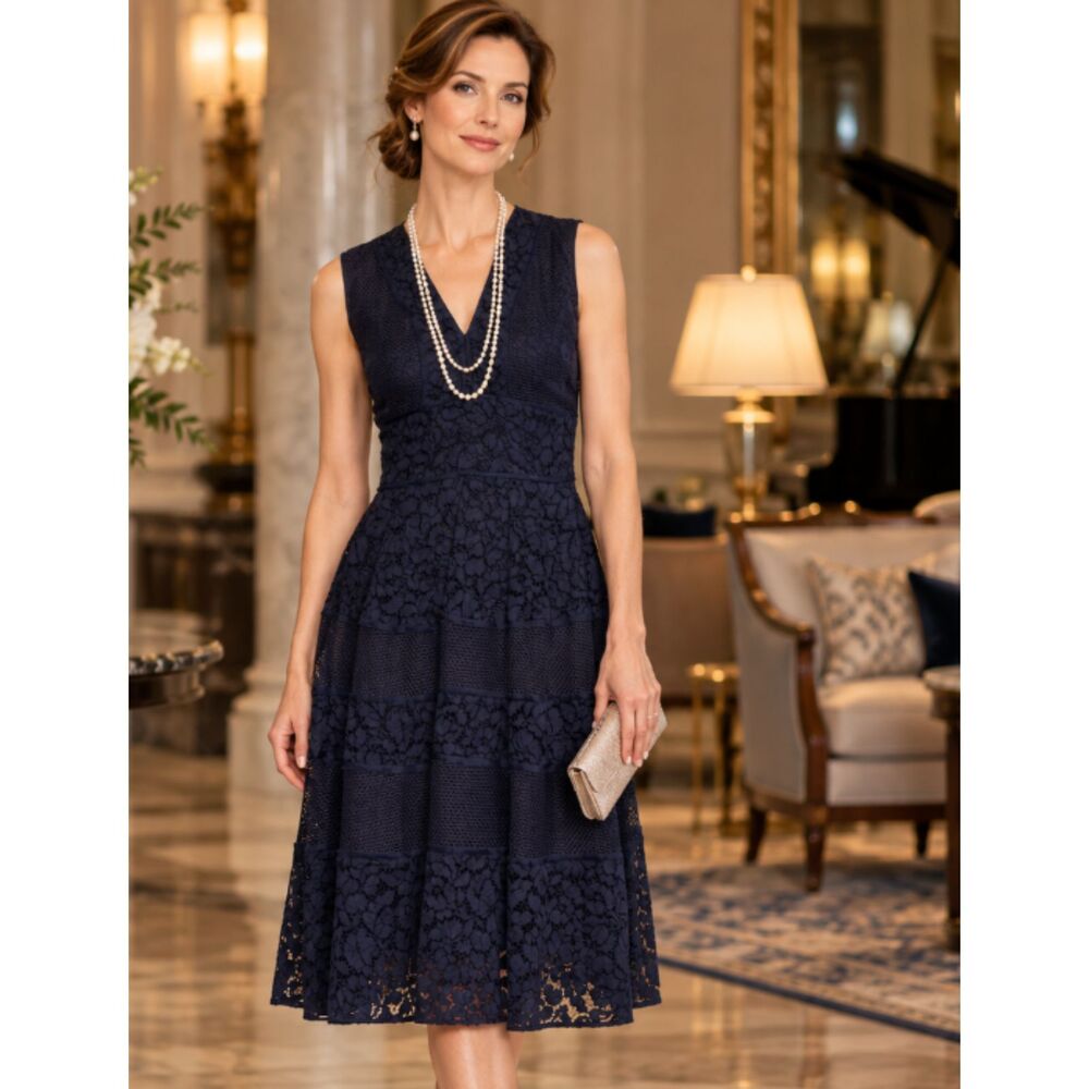 CH Carolina Herrera  Lace Pattern Knee-Length Dress Size: US 0